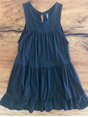 Anthropologie Black Tiered Ruffle Swing Dress Tunic Top Sleeveless | Size: Med